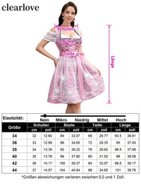 Garvee Dirndl - Abito tradizionale midi da donna, set da 3 pezzi con grembiule e camicetta per l'Oktoberfest, rosa vintage, taglia 40