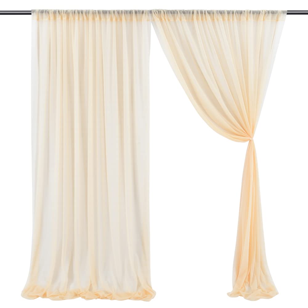 Tenda per fondale Garvee, tende staccabili per fotografia, per palcoscenici, feste di matrimonio, 1,5 m x 2,4 m, color champagne