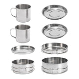 Set di pentole da campeggio Garvee, 8 pezzi, acciaio inossidabile, leggero, compatto, per picnic all'aperto ed escursioni