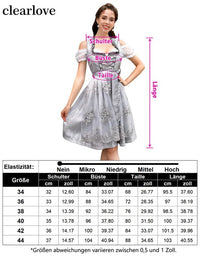 Garvee - Vestito tradizionale Dirndl Midi da donna, set da 3 pezzi con grembiule e camicetta per l'Oktoberfest, grigio vintage, taglia 42