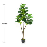 Albero artificiale di Ficus Lyrata Garvee da 5 piedi con vaso in vera corda, foglie regolabili, base in cemento stabile per soggiorno e ufficio, verde, 1,5 metri