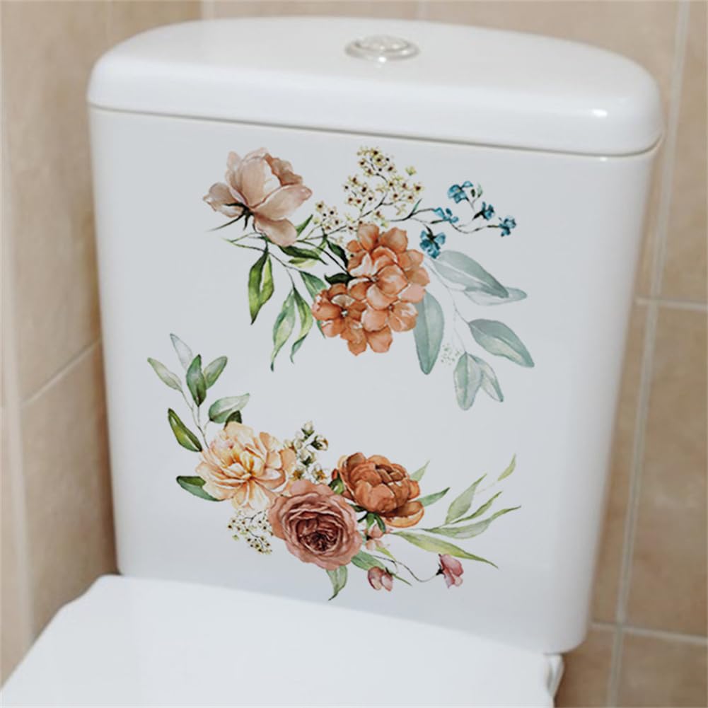 Garvee Adesivo Da Parete Per WC E Bagno Con Design Foglie E Fiori, PVC Sicuro, 20x30 cm, Decorazione Ecologica