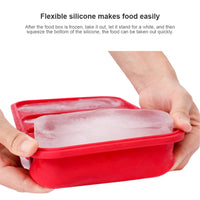 Vassoio per congelatore in silicone Garvee a 4 celle per zuppe, brodo e salse, 4 cubetti con coperchi, conservazione degli alimenti, rosso