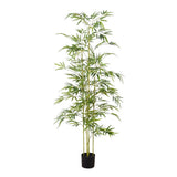 Albero di bambù artificiale Garvee da 6 piedi con vere foglie di seta e base in cemento stabile per uso interno ed esterno, bassa manutenzione, durevole, verde - Verde
