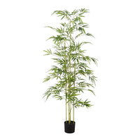 Albero di bambù artificiale Garvee da 6 piedi con vere foglie di seta e base in cemento stabile per uso interno ed esterno, bassa manutenzione, durevole, verde