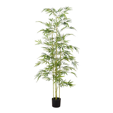 Albero di bambù artificiale Garvee da 6 piedi con vere foglie di seta e base in cemento stabile per uso interno ed esterno, bassa manutenzione, durevole, verde