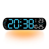 Garvee Wanduhr Digital LED 35cm Mit 9 Helligkeitsstufen, Speicherfunktion, Doppelsignal Für Küche Und Büro, Mehrfarbenoptionen - Blu