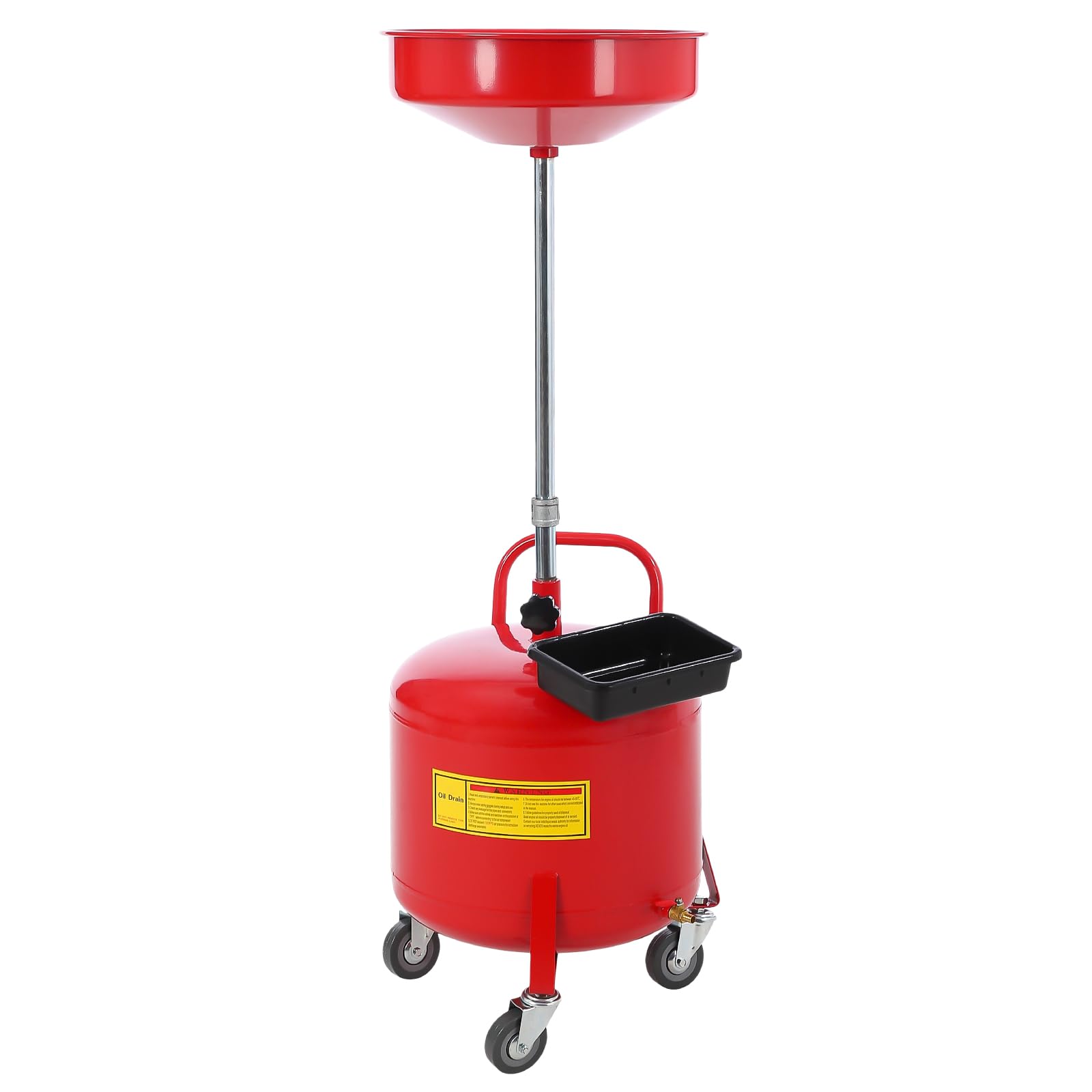 Contenitore per la raccolta dell'olio esausto Garvee da 30.3 L con cassetta degli attrezzi e ruote per uso in officina e domestico, in acciaio, regolabile in altezza, portatile, pneumatico