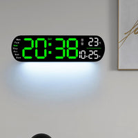 Orologio da parete digitale a LED Garvee da 35 cm con ampio display, 9 livelli di luminosità, visualizzazione della temperatura, funzione di memoria, verde per cucina e ufficio