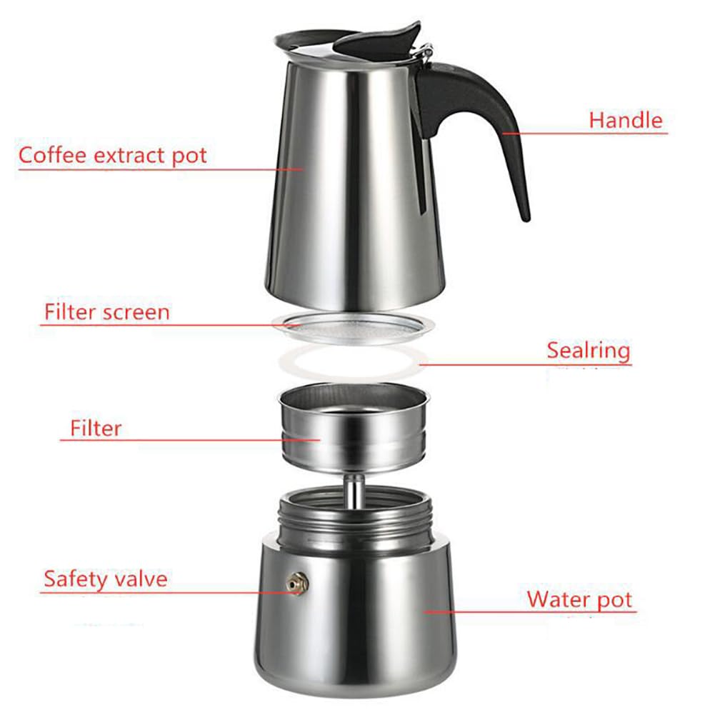 Garvee Caffettiera per fornello, Acciaio Inox, Caffettiera Italiana, 450 ml, Argento