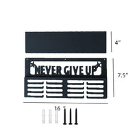 Garvee Espositore Medaglie Sportivo in Acciaio Nero - 64+ Medaglie, 4 File Ganci Anticaduta, Ripiano 10 cm, Montaggio Facile, Motivazionale, Per Ginnastica e Corse