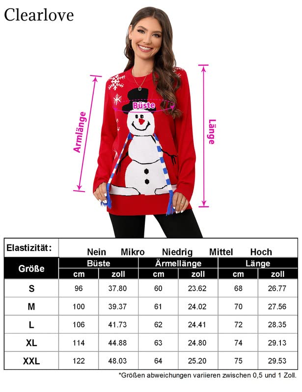 Maglione natalizio Garvee da donna, maglione natalizio con pupazzo di neve, maglione lavorato a maglia, caldo e morbido, design festoso