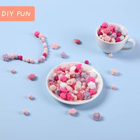 Garvee Set di perline in silicone fai da te, 200 pezzi, kit portachiavi, rosa, corda da 5 m, perline rotonde e poligonali, forniture per gioielli, kit artigianale, idea regalo