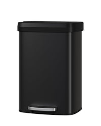 Pattumiera in metallo Garvee da 13 galloni/50 litri con coperchio, chiusura ammortizzata, nera, per cucina e ufficio, antiruggine, compatta