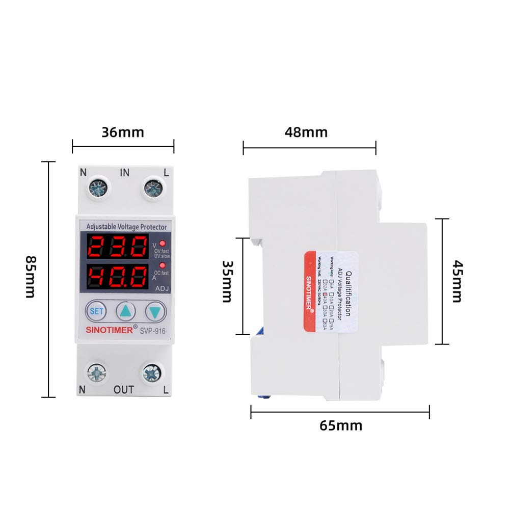 Garvee Relè di Sottotensione 220V Intelligente con Protezione Sovra/Sotto Tensione, Limitatore di Corrente 40A, Display Digitale, Uso Industriale