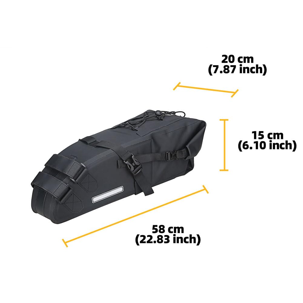 Borsa da sella per bicicletta Garvee da 16 litri, materiale robusto e impermeabile, per bici da strada e mountain bike, nera