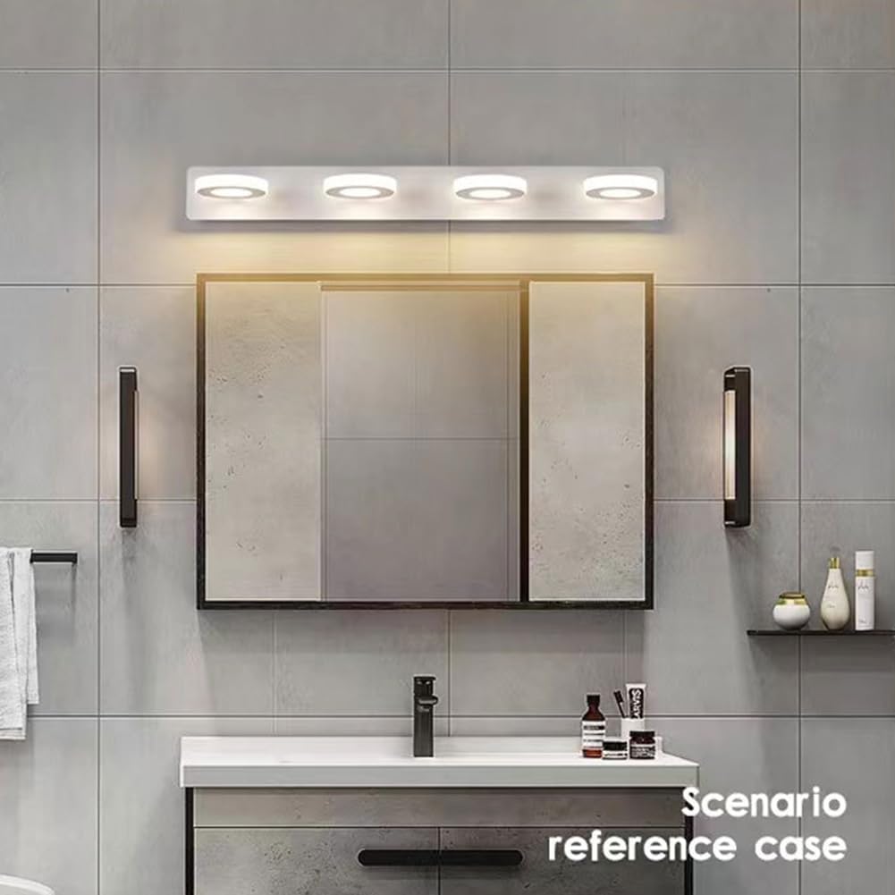 Luce per specchio da bagno a LED GARVEE 3000K, luce per specchio a 4 luci, alluminio acrilico, luce calda da 12 W, IP44 impermeabile, 60 cm