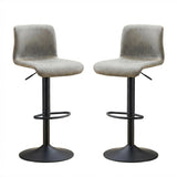 Garvee Set di 2 Sgabelli da Bar Girevoli Grigi in Pelle Ecologica, Altezza Regolabile 61-81 cm, Schienale Ergonomico, Base Metallica Stabile per Cucina e Bar - Grey