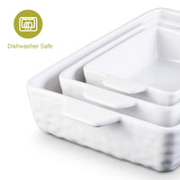 Set di teglie da forno in ceramica Garvee, 3 pezzi, teglie rettangolari con manici per cuocere e cucinare, rosse