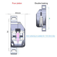 Imposta i freni sulla trasmissione idraulica Garvee MTB con pistone quattro in lega di alluminio per mountain bike ed e-bike