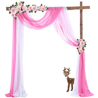 Arco per matrimonio Garvee, set da 2, voilage bianco e rosa, mussola elastica, 70x550 cm, versatile, antipiega, per uso interno ed esterno, sfondo fotografico