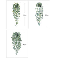 Garvee Set 3 Piante Artificiali Appese 60-80 cm UV-Resistenti Facili da Curare in Plastica Realistiche per Balcone Festa Matrimonio
