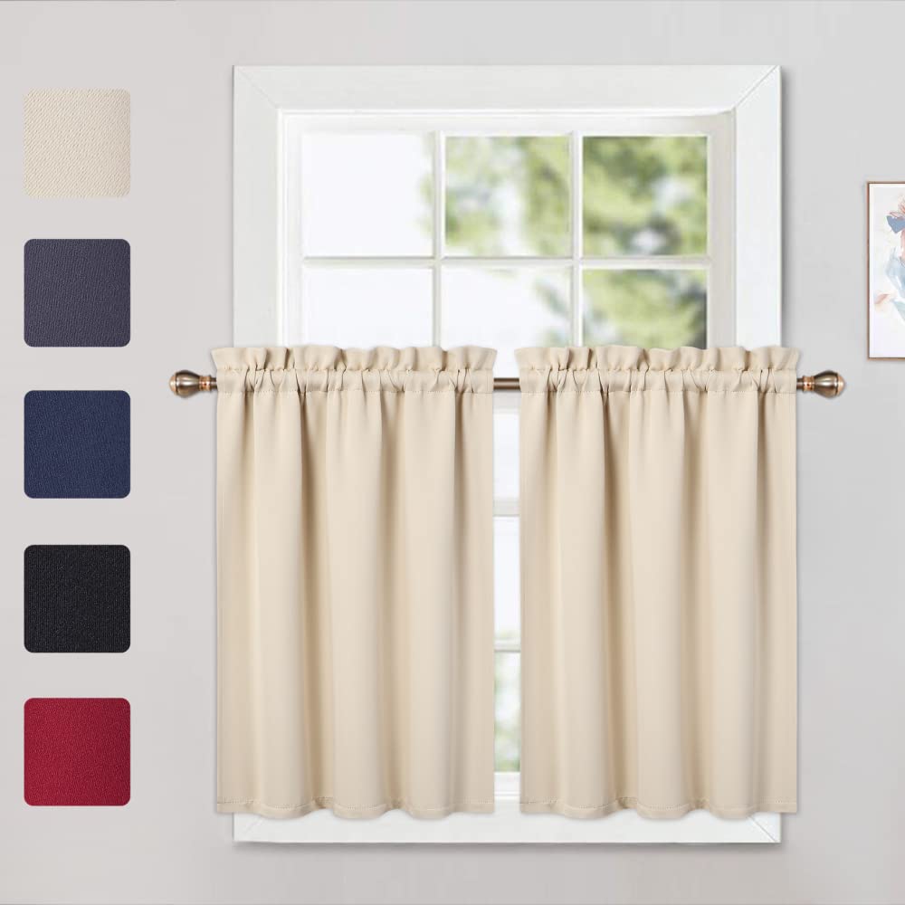 Garvee Blackout Valances, 2 pezzi, beige, 26x36 pollici, per soggiorno, cucina, camera da letto, termoisolanti