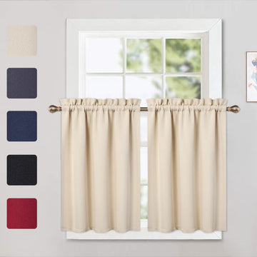Garvee Blackout Valances, 2 pezzi, beige, 26x36 pollici, per soggiorno, cucina, camera da letto, termoisolanti