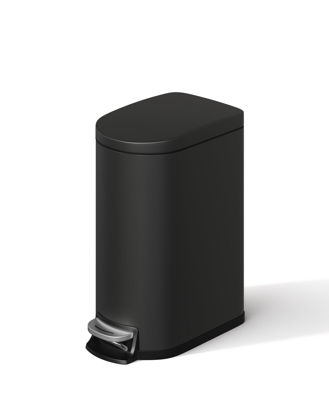 Pattumiera per bagno in metallo Garvee da 10 litri con coperchio a chiusura ammortizzata e pedale per camera da letto e bagno, nera, compatta e antiruggine