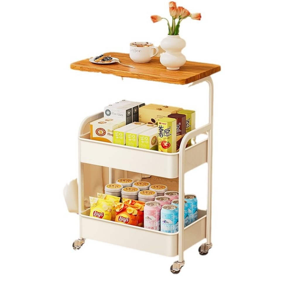 Carrello portaoggetti in metallo Garvee a 3 ripiani con ruote per cucina, soggiorno, bagno, balcone, 43x30 cm, nero