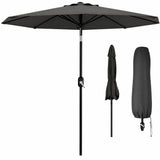 Garvee Sonnenschirm 300 cm Mit UV-Schutz UPF 50+, Kurbelmechanismus, Belüftet Für Balkon & Strand, Stahlrippen, Neigbar, Blau - Grau