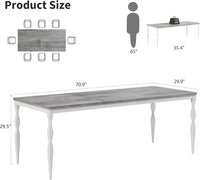 Tavolo da pranzo Garvee da 180 cm in stile rustico per 6-8 persone con robusto piano in legno e gambe in metallo stabili per cucina e sala da pranzo, rettangolare, antigraffio