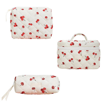 Garvee Set da 3 pezzi di borse cosmetiche in nylon trapuntato, grandi, per viaggi e uso quotidiano, leggere e versatili