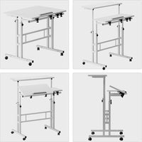 Scrivania per computer Garvee, altezza regolabile 70-115 cm, scrivania mobile con ruote, bianco 80x60 cm, per casa e ufficio