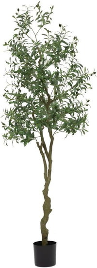 Albero di ulivo artificiale Garvee da 213.36 cm con foglie e frutti realistici per soggiorno, camera da letto, ufficio, 210 cm, verde