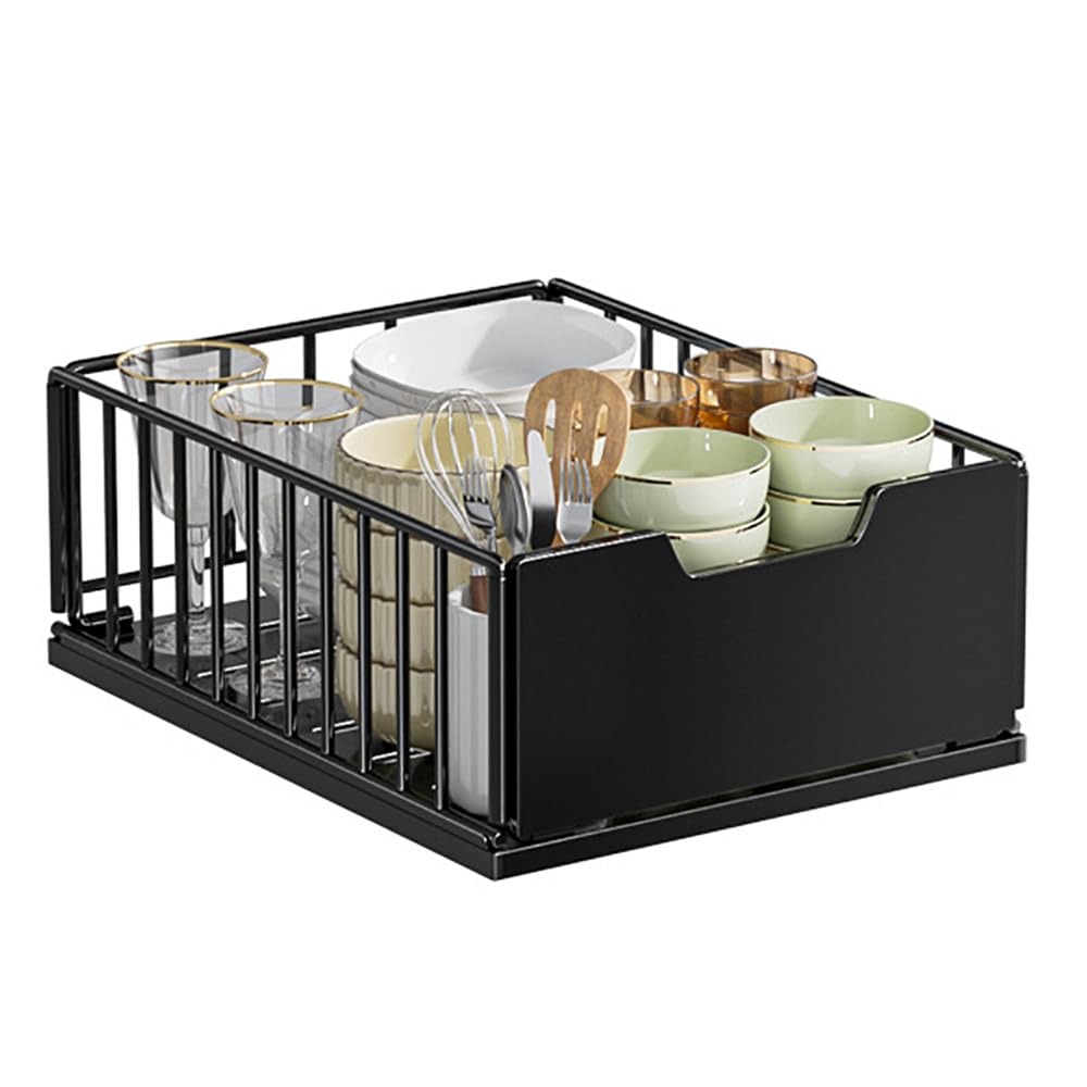 Organizzatore estensibile per mobili da cucina Garvee, metallo, cassetti in acciaio al carbonio robusto, non richiede foratura, montaggio flessibile, salvaspazio, versatile