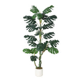 Garvee Pianta Artificiale Monstera Deliciosa 5FT Con Vaso Bianco Per Decorazione Interni Casa Ufficio, Foglie Realistiche, Resistente UV, Poliestere - Green 5Ft