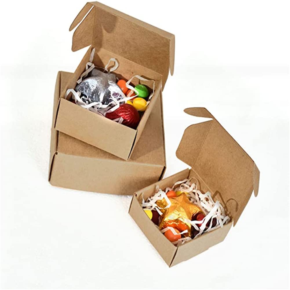 Garvee Cajas De Papel Kraft Resistenti E Riutilizzabili Per Regali E Artigianato, 7,5x7,5x3 Cm, Marrone Naturale