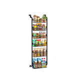 Garvee Organizer per dispensa sopra la porta, porta spezie in metallo con cestelli regolabili per cucina e dispensa, salvaspazio in acciaio al carbonio - Nero