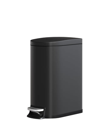 Pattumiera da cucina in metallo Garvee da 13 galloni/50 litri con coperchio, chiusura ammortizzata, pedale, nera, sottile per spazi cucina stretti