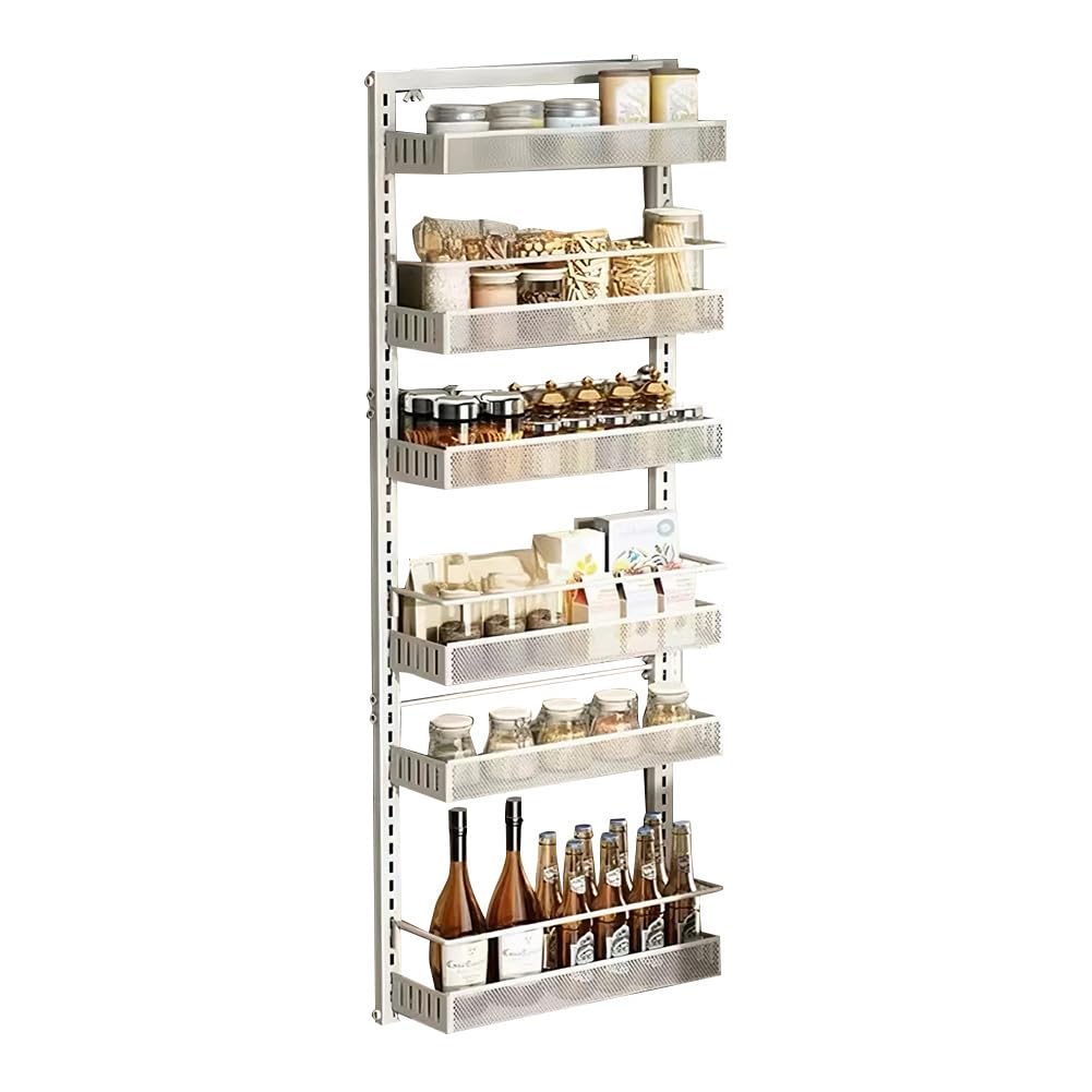 Garvee Organizer per porta in metallo regolabile a 6 livelli, salvaspazio, robusto, regolazione flessibile dell'altezza, cucina e stoccaggio, metallo, nero