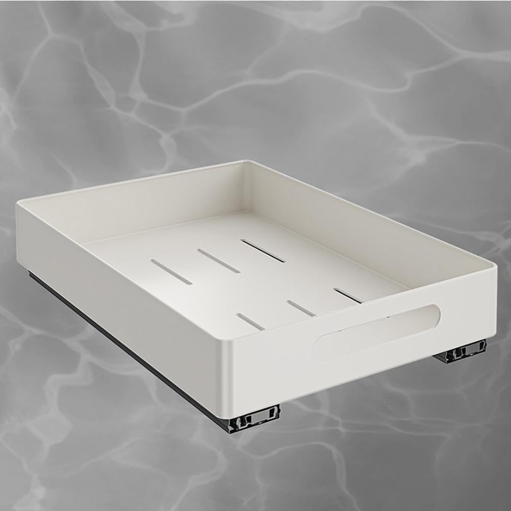 Garvee Organizer per cassetti in metallo silenzioso e robusto per cucina e bagno 10,2"x14,5"x3,1" bianco