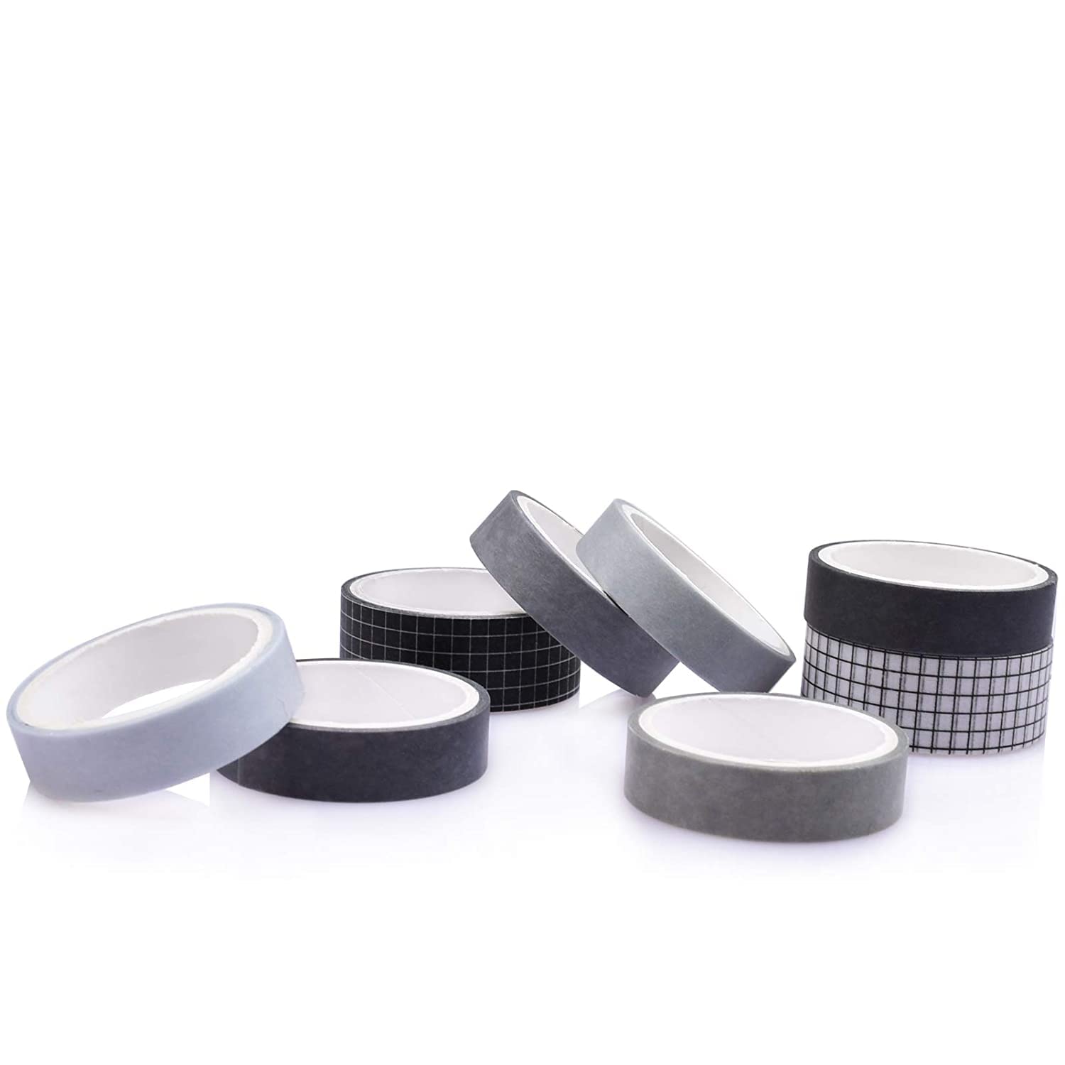 Garvee DIY Papierband Set 8 Rollen Scrapbooking Klebeband Schwarz Weiß Für Basteln & Journaling Vielseitig