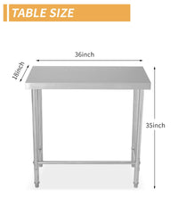 Tavolo da lavoro in acciaio inossidabile Garvee da 18x36 pollici, design robusto e antiruggine, con ruote per cucina e officina