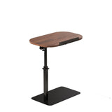 Garvee Tavolino Laterale Regolabile Minimalista con Base Sottile in Noce, Tavolo Girevole 360°, Multiuso per Divano e Letto, Nero - Noce