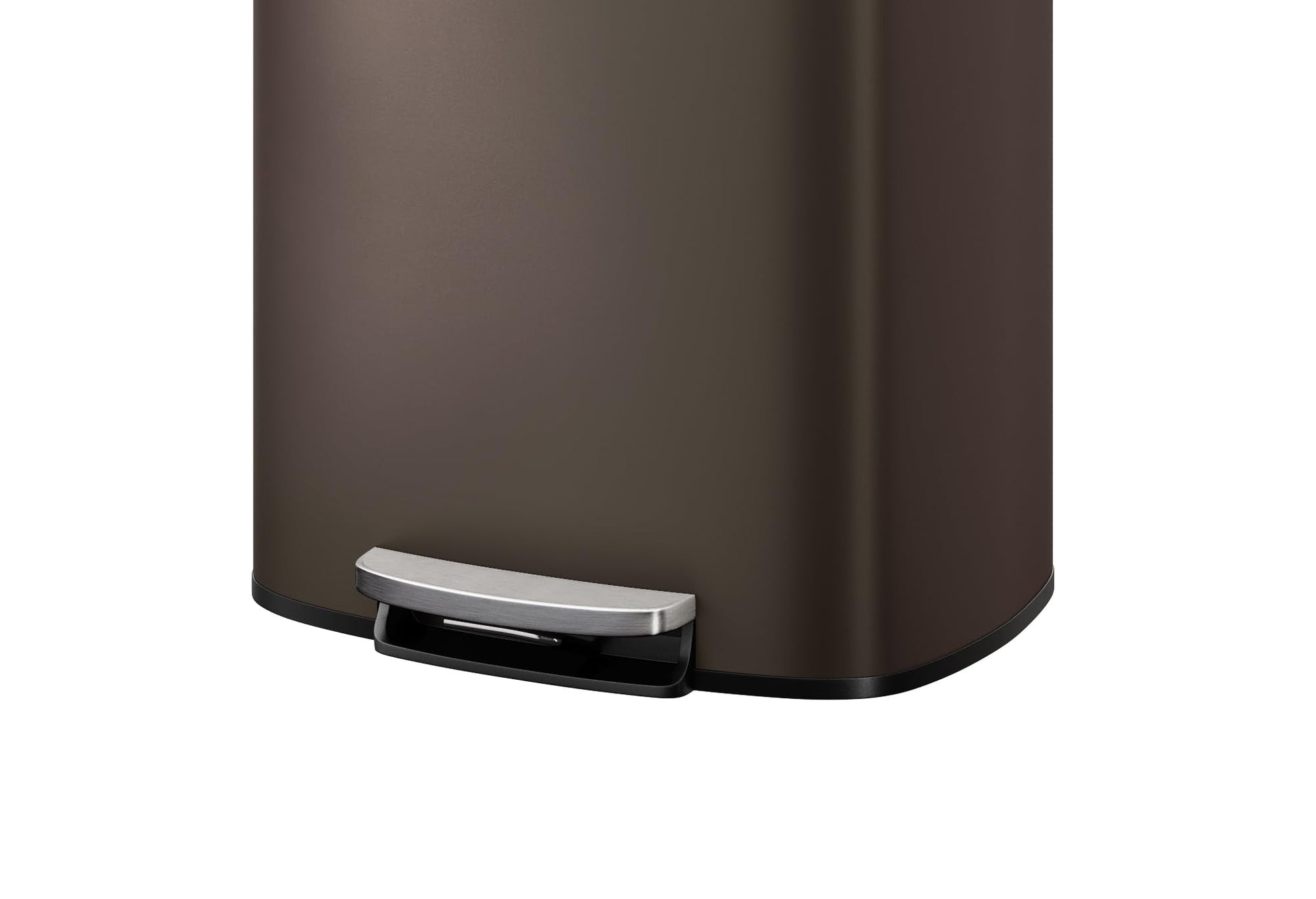 Garvee 13,2+2,6 Gal Set di bidoni in metallo antiruggine con coperchio, meccanismo a pedale, per cucina e bagno, marrone, compatto, ergonomico
