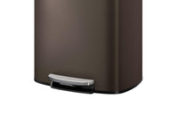 Garvee 13,2+2,6 Gal Set di bidoni in metallo antiruggine con coperchio, meccanismo a pedale, per cucina e bagno, marrone, compatto, ergonomico
