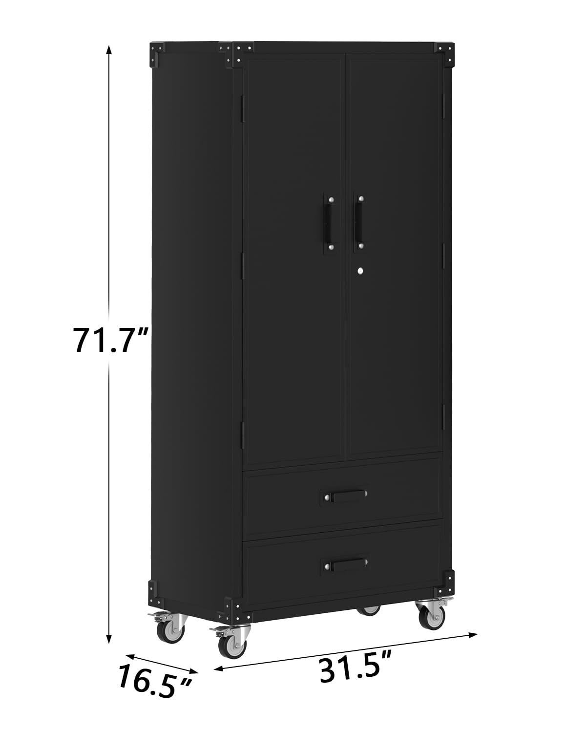 Mobiletto Portaoggetti Metallo Garvee 72" Grigio con Ruote Bloccabili - 2 Cassetti + 3 Ripiani Regolabili per Officina Ufficio | Ideale Festa del Papà