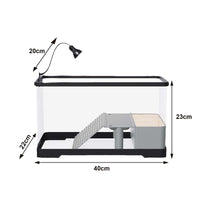 Kit acquario per tartarughe Garvee con piattaforma per il bagno, luce, rampa, acrilico, 15,7×8,7×9 pollici, trasparente, vista a 360° per tartarughe acquatiche