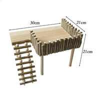 Garvee, supporto in legno per gabbia per criceti, per arrampicarsi e giocare, doppio pavimento